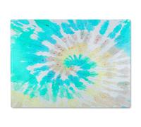 Benjamin Tate Design Tie Dye Pattern Shibori Print Glass Chopping Board in Natural Benjamin Tate Design Natural
