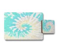 Benjamin Tate Design tie dye pattern shibori print placemat coaster set in Natural Benjamin Tate Design Natural