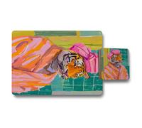 Benjamin Tate Design Tiger Art Placemat And Coaster Set Designer Collection On Wood Base Limited Edition