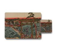 Benjamin Tate Design Traditional Japanese Print Placemat And Coaster Set With Torii Gate