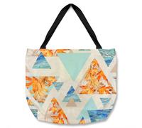 Benjamin Tate Design Triangles With Maple Oak Leaves Marble Tote bat in Natural Benjamin Tate Design Natural