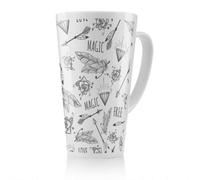 Benjamin Tate Design Tribal Feathers Arrows And Diamonds Latte Mug, Stunning Designer Mug Fit For Any Home, Treat Yourself Or A Loved One