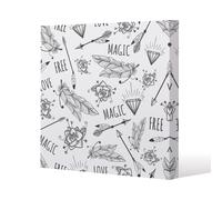 Benjamin Tate Design Tribal Feathers arrows & diamonds (Canvas Print) / 101 x 101 x 4cm in Natural | Size: 101 x 101 x 4 cm Benjamin Tate Design Natural 101 x 101 x 4 cm