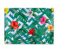 Benjamin Tate Design Tropical Leaves & Geometrics Glass Chopping Board in Natural Benjamin Tate Design Natural