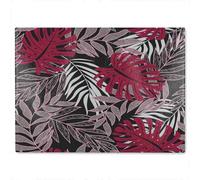 Benjamin Tate Design Tropical Leaves In Red White & Grey Glass Chopping Boarddesigner Style