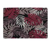Benjamin Tate Design Tropical Leaves In Red White & Grey Rug in Natural | Size: Large Benjamin Tate Design Natural Large