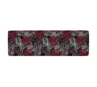 Benjamin Tate Design Tropical Leaves In Red White & Grey Runner Special Soft Home Rug
