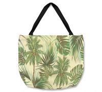 Benjamin Tate Design Tropical Leaves On Yellow Tote bat in Natural Benjamin Tate Design Natural
