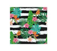 Benjamin Tate Design Tropical Plants On Black & White Stripes Splash Back in Natural Benjamin Tate Design Natural