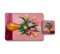 Benjamin Tate Design Tulip Bouquet Placemat Coaster Set Fine Art Collection