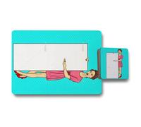Benjamin Tate Design Turquoise Pop Art Placemat Coaster Set Of 12 With Wood Bottom And High End Designer Print