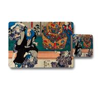 Benjamin Tate Design Ukiyoe Theatrical Japanese Placemat And Coaster Set With Classic Artwork