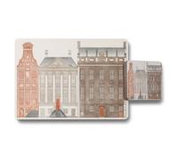 Benjamin Tate Design Urban Cityscape Placemat And Coaster Set With Historic Building Facades