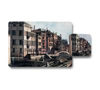 Benjamin Tate Design Venice Canal Cityscape Placemat And Coaster Set For Dining Table