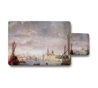 Benjamin Tate Design Venice Harbor Landscape Placemats And Coasters Set With Classic Art Print