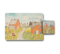 Benjamin Tate Design Village Cottage Landscape Placemat And Coaster Set Collection