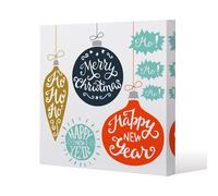 Benjamin Tate Design Vintage christmas baubles with merry christmas (canvas) / 90 x 90 x 4cm in Natural | Size: 90 x 90 x 4 cm Benjamin Tate Design Natural 90 x 90 x 4 cm