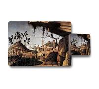 Benjamin Tate Design Vintage Landscape Placemat And Coaster Set Featuring City Town Scene