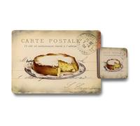 Benjamin Tate Design Vintage Postcard Style Cake Placemat And Coaster Set For Dining Decor