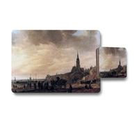 Benjamin Tate Design Vintage Seaside Town Landscape Placemat And Coaster Set