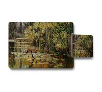 Benjamin Tate Design Water Lilies Placemat And Coaster Set With Pond Scene