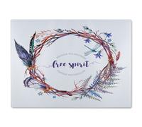Benjamin Tate Design Watercolor Boho Wreath Glass Chopping Board