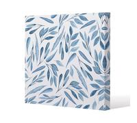 Benjamin Tate Design Watercolour Blue Branches With Leaves Slim Style Canvas Print 20X20Cm , 15mm Slim Real Wood.