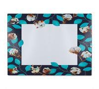 Benjamin Tate Design Watercolour Blue Leaf Frame Glass Chopping Board in Natural Benjamin Tate Design Natural