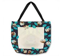 Benjamin Tate Design Watercolour Blue Leaf Frame Tote bat in Natural Benjamin Tate Design Natural