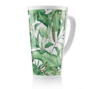 Benjamin Tate Design Watercolour Green Tropical Leaves Latte Mug, Stunning Designer Mug Fit For Any Home, Treat Yourself Or A Loved One