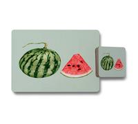 Benjamin Tate Design Watermelon Designer Artwork Placemat Coaster Set With Wood Backing Natural 12 Pieces