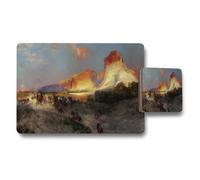 Benjamin Tate Design Western Landscape Placemat And Coaster Set With Canyon Sunset