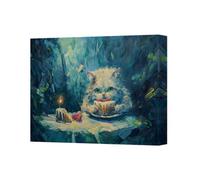 Benjamin Tate Design Whimsical Cat With Cake Canvas Wall Art Painting For Home Decor