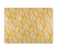 Benjamin Tate Design White Leaf Pattern On Orange Glass Chopping Board