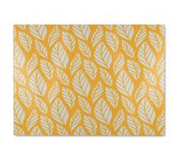 Benjamin Tate Design White Leaf Pattern On Orange Glass Chopping Board in Natural Benjamin Tate Design Natural