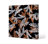 Benjamin Tate Design White & Orange Olive Leaves Slim Style Canvas Print 50X50Cm , 15mm Slim Real Wood.
