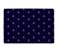 Benjamin Tate Design White & Red Anchors On Navy Rug in Natural | Size: Large Benjamin Tate Design Natural Large