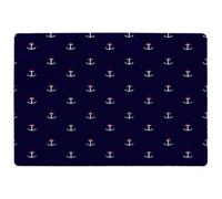 Benjamin Tate Design White & Red Anchors On Navy Special Soft Home Rug