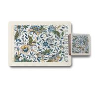 Benjamin Tate Design William Morris Classic Floral Placemat Coaster Set 12 Pieces With Wood Base Limited Edition