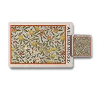 Benjamin Tate Design William Morris Collection Placemat And Coaster Set, Luxury Print, Wood Bottom, 12 Pieces