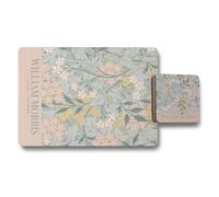 Benjamin Tate Design William Morris Placemat And Coaster Set 12 Piece Floral Artwork Heritage Collection Wood Bottom Limited Edition