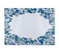 Benjamin Tate Design Winter Blue Flowers Glass Chopping Board in Natural Benjamin Tate Design Natural