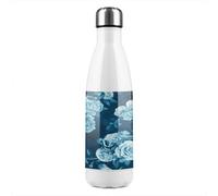 Benjamin Tate Design Winter Blue Roses Stainless Steel Bottle Designer Style