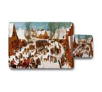 Benjamin Tate Design Winter Village Scene Placemat And Coaster Set Snowy Town Market Art