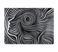 Benjamin Tate Design woodcut style on the subject of human soul Designer Glass Chopping Board in Natural Benjamin Tate Design Natural