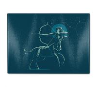 Benjamin Tate Design Zodiac Sagittarius Dining Glass Chopping Board in Natural Benjamin Tate Design Natural