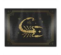 Benjamin Tate Design Zodiac Scorpio Horoscope In Black & Gold Dining Glass Chopping Boarddesigner Style
