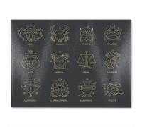 Benjamin Tate Design Zodiac Sign Dining Glass Chopping Board in Natural Benjamin Tate Design Natural