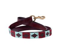 Benji and Flo Sublime Polo Leather Dog Lead Aqua and Fig - 115cm