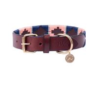 Benji and Flo Sublime Polo Leather Dog Lead Red/Navy/White - Medium